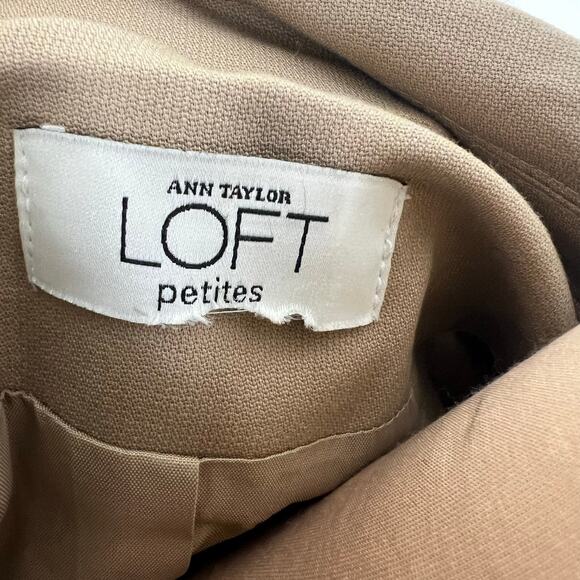 Ann Taylor LOFT Belted Jacket Medium Petite Womens Safari Utility Cargo Khaki - Picture 7 of 9
